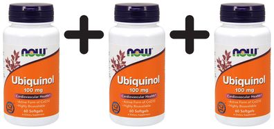 3 x NOW Foods Ubiquinol, 100mg - 60 softgels