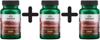 3 x Swanson Policosanol, 20mg - 60 caps