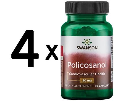 4 x Swanson Policosanol, 20mg - 60 caps