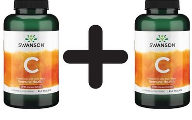 2 x Swanson Vitamin C with Rose Hips, 1000mg - 250 tabs