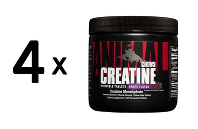 4 x Universal Nutrition Creatine Chews, Grape - 120 chewable tablets