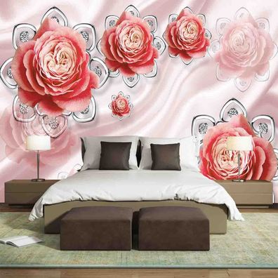 Vlies Fototapete Wandtapete Wandbilder 3D Wunderschöne Schmuck Rose 1661