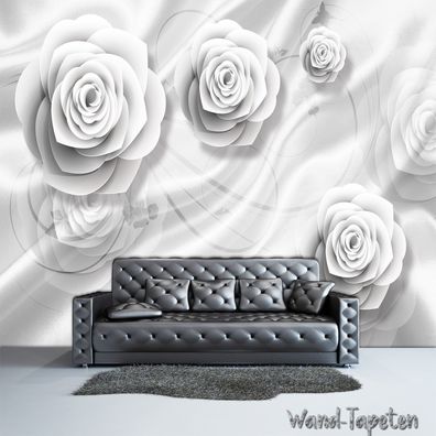 Vlies Fototapete Wandtapete Wandbilder 3D Rose Flower White Moderne 1662