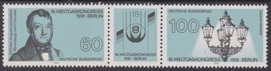 BRD 1991 postfrisch dreier Streifen MiNr. 1537-1538 Weltgaskongress in Berlin
