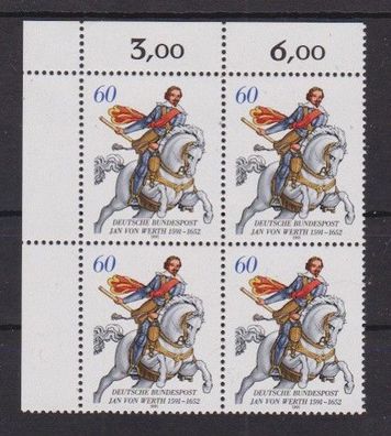 BRD 1991 postfrisch 4er Block Ecke oben links MiNr. 1504 Jan von Werth