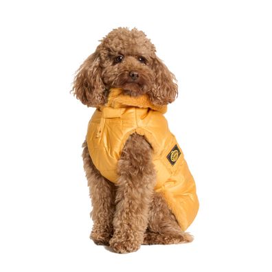 Fashion Dog Hunde-Steppmantel mit abnehmbarer Kapuze - Ocker-Gelb