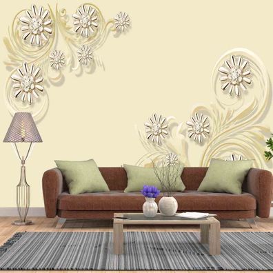 Vlies Fototapete Wandtapete Wandbilder Moderne Tapete Blumen Muster 1675