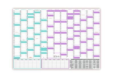 Schuljahreskalender 2025/2026 DIN B1 (700 x 1000mm) nass abwischbar matt gerollt
