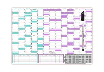 Schuljahreskalender 2025/2026 DIN B1 (700 x 1000mm) abwischbar Folienstift