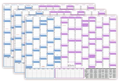3 Stück Schuljahreskalender 2025/2026 DIN B1 (700 x 1000mm) matt