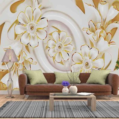 Vlies Fototapete Wandtapete Wandbilder Tapeten 3D Effekt Blume Tapete 1698