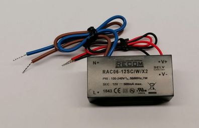 Recom RAC06-12SC/W/X2 SNT Netzteil Modul 6W 12V/500mA SELV Class2 Restposten