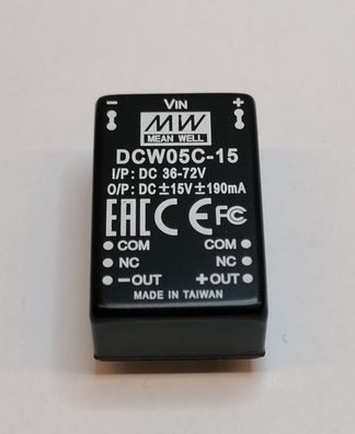 Mean Well DCW05C-15 DC-DC-Wandler 36-72V: + /-15V 190mA 5,7W