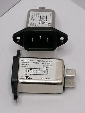 Kemet FBNAB3200ZB110 FIL3100ZB-1 Netzfilter IEC 1-phasig 1A 250VAC