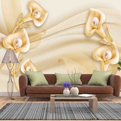 Vlies Fototapete Wandtapete Wandbilder Wanddekoration 3D Blumen Muster 1722