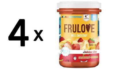 4 x Allnutrition Frulove Mousse, Strawberry-Banana - 500g