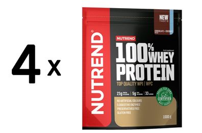 4 x Nutrend 100% Whey Protein, Chocolate + Coconut - 1000g