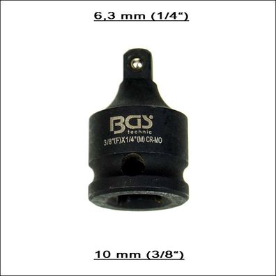Kraft Steckschlüssel Adapter 10,0 mm (3/8") innen auf 6,3 mm (1/4") außen