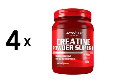 4 x Activlab Creatine Powder Super Unflavoured (500g) Neutral
