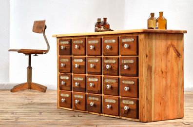 Schubladenschrank Shabby Antik Apothekerschrank Holz Alt Landhaus Vintage Sideboard