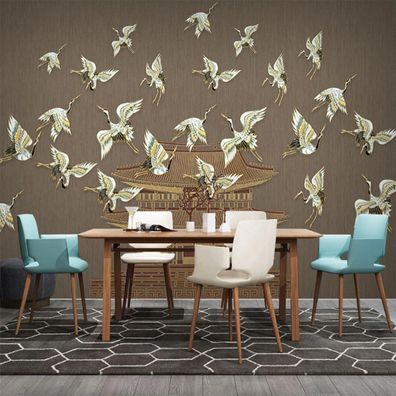 Vlies Fototapete Wandtapete Wandbilder Stil Goldener Relieflinie Baukran 10054