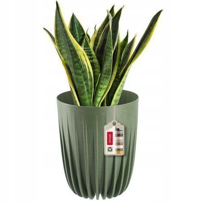 KADAX Blumentopf aus Kunststoff mit Naturmaterialien, 25 cm, Dunkelgrün