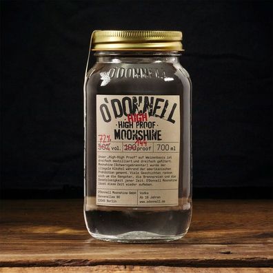 O´Donnell Moonshine 700ml High High Proof 72% vol. Neuware
