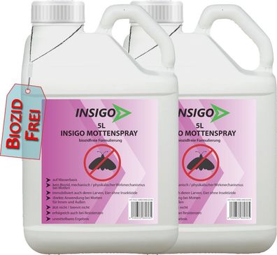 INSIGO 2x5L Anti Mottenspray Mottenmittel Kleidermotten Mottenschutz Abwehr
