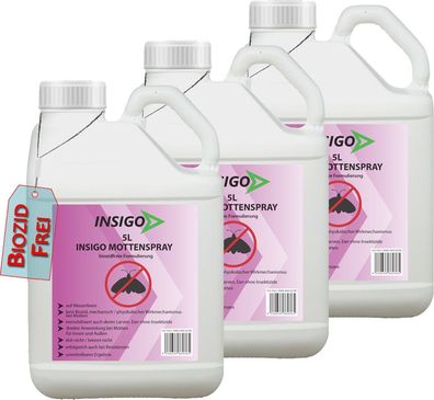 INSIGO 3x5L Anti Mottenspray Mottenmittel Kleidermotten Mottenschutz Abwehr
