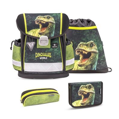 Belmil Classy ergonomisches Schulranzen-Set 4-teilig "Dinosaur World 2" mit Brustgurt