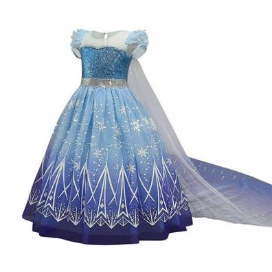 Eiskonigin Frozen Elsa Prinzessin Kleid Kinder Madchen Partykleid Cosplay Kostum