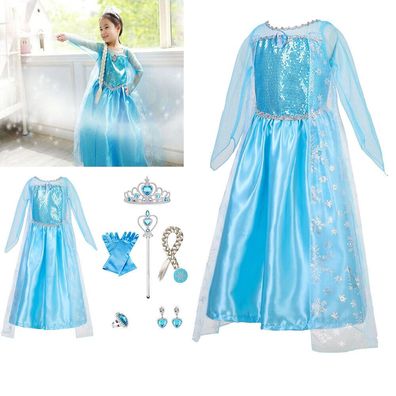 Kinder Madchen Eiskonigin Prinzessin Elsa Cosplay Kleid Party Karneval Kostume