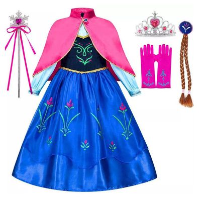 Kinder Madchen Elsa Anna Prinzessin Kleider Kostum Fasching Partykleider Cosplay