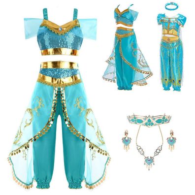 Madchen Aladdin Prinzessin Jasmin Allahs Lampe Kleid Kinder Party Cosplay Kostum