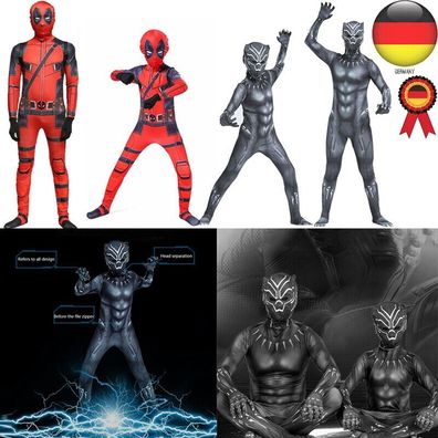 Kinder Jungen Herren Panther Superheld Deadpool Cosplay Kostum Overall Junge DE