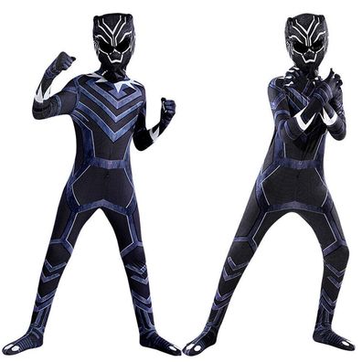 Superheld Black Panther Cosplay Kostum Kinder Jungen Fasching Karneval Overalls