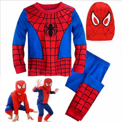 Spiderman Kostum Kinder Cosplay Set Karneval Party Outfit T shirt& ose Maske