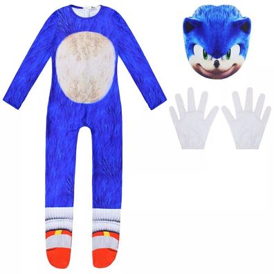 Jumpsuit Kostum Halloween Set Geschenk Kinder Cosplay Kostum Sonic The Hedgehog
