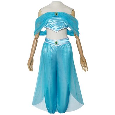 Aladdin Prinzessin Jasmin Cosplay Kostum Set Damen Kinder Karneval Kostum Outfit