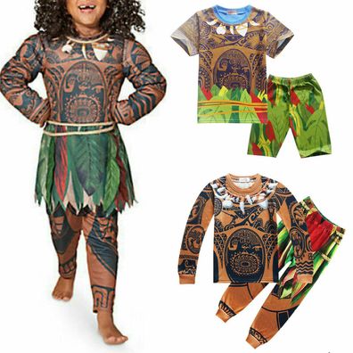 Kinder Jungen Cosplay Karneval Kostum Maui Vaiana Moana T Shirt Hosen Hoseanzug