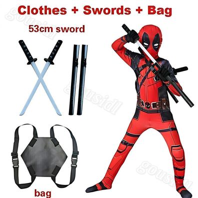 Deadpool Kostum Cosplay Kinder Bodysuit Jungen Kindertag Kostum Party Rot #