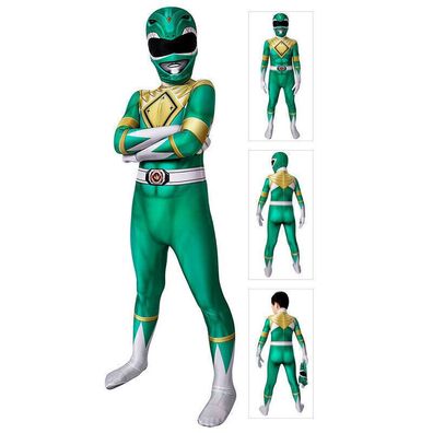 Kinder Cosplay Jungen Power rangers Kostum Madchen Overall Bodysuit Superheld@