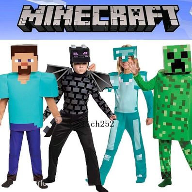 Kinder Boys Girls Halloween Party Cosplay Minecraft Spiel Fancy Kleidung Â·35