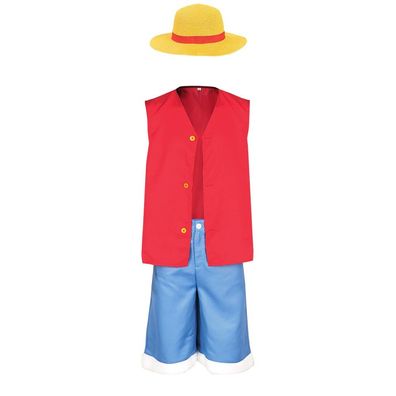 Kinder Kinder Luffy Cosplay Kostum Mantel Hosen Halloween Karneval Party Anzug