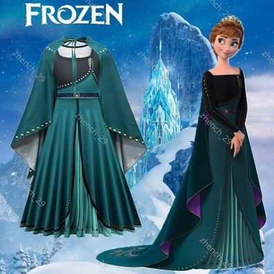 Eiskonigin Frozen Anna Kleid Kinder Madchen Cosplay Kostum Lang Fasching *