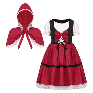 Kinder Madchen Kleid Outfit Kostum Performance Kapuzenumhang Karneval Cosplay