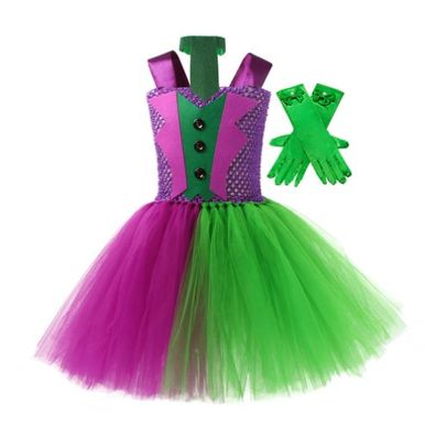 Kinder Madchen Joker Clown Cosplay Kostum Tutu Tull Kleid Outfit Party Karneval