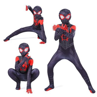 Spiderman Miles Morales Kostum Kinder Madchen Jungen Karneval Cosplay Jumpsuit"