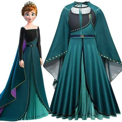 Karneval Eiskonigin Frozen Anna Kleid Kinder Madchen Cosplay Kostum Lang Kleider