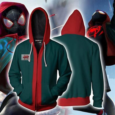 Spiderman Into the Spider Verse Miles Morales Jacke Erwachsene Kinder Cosplay]